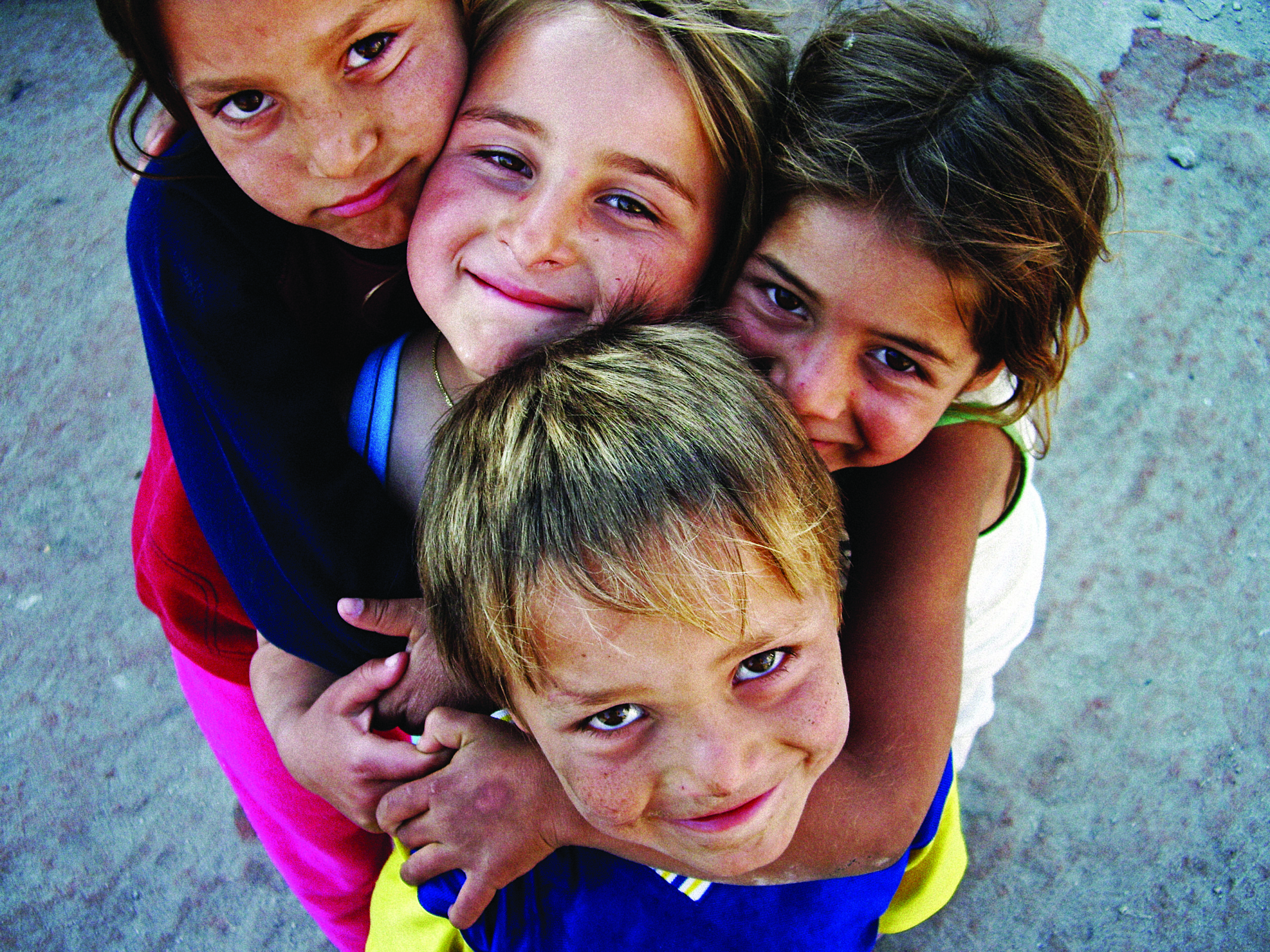 Friends at a Roma camp in Athens.