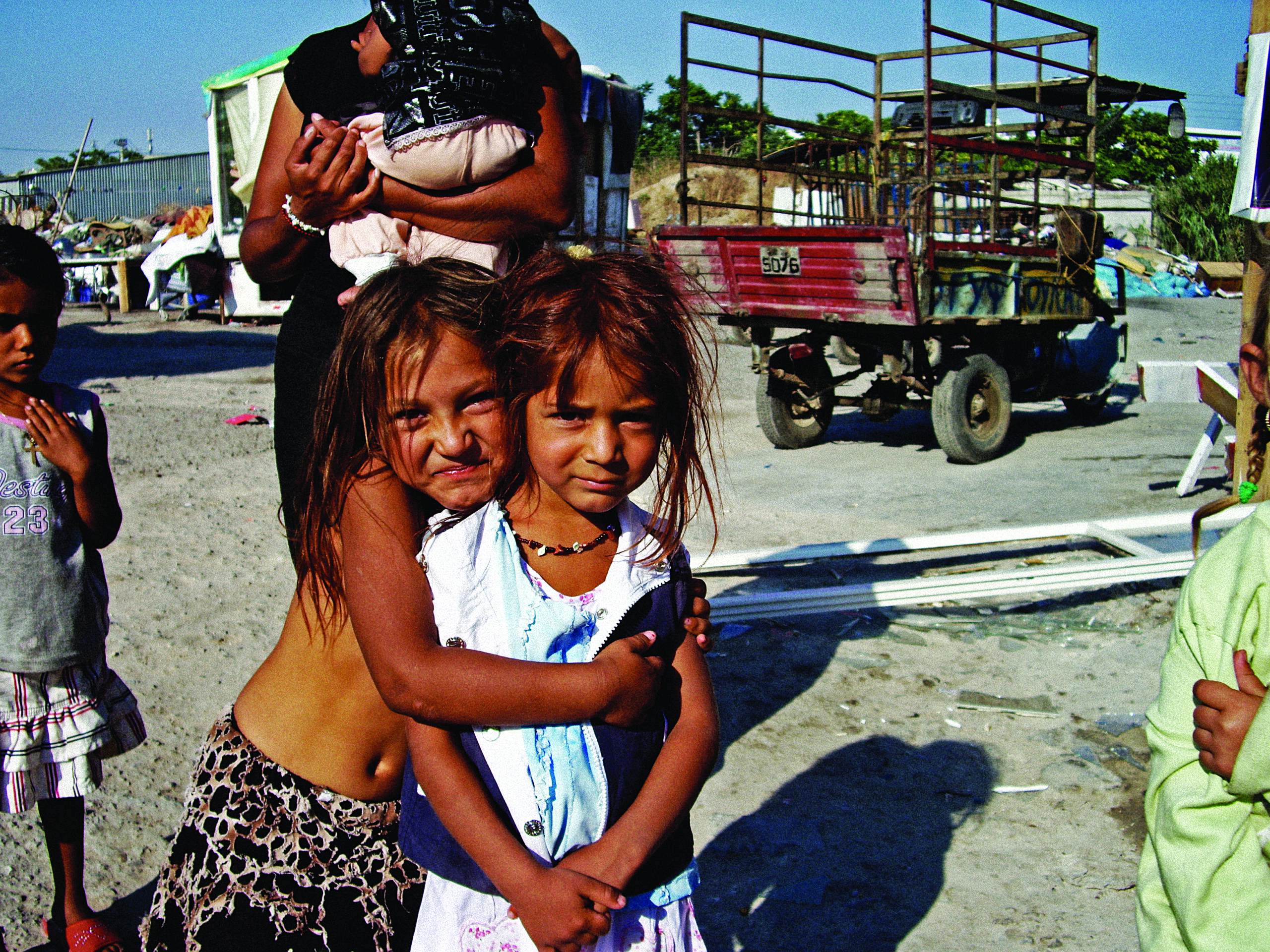 Sisters at a Roma camp in Athens.